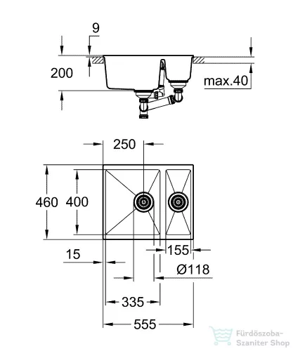 Grohe K500 KOMPOZIT MOSOGATÓTÁLCA gránit fekete 31648AP0