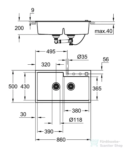 Grohe K500 KOMPOZIT MOSOGATÓTÁLCA gránit szürke 31649AT0