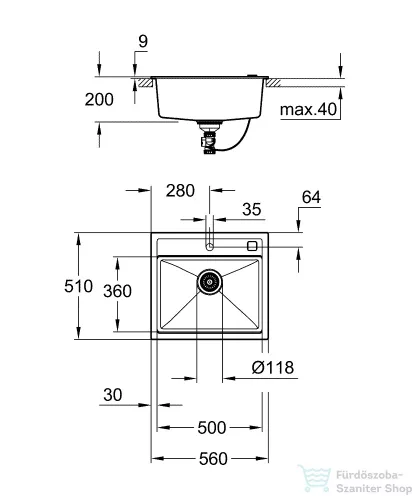 Grohe K700 KOMPOZIT MOSOGATÓTÁLCA gránit fekete 31651AP0