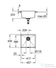 Grohe K700 UNDERMOUNT KOMPOZIT MOSOGATÓTÁLCA gránit fekete 31653AP0