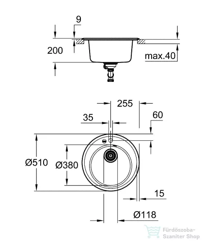Grohe K200 KOMPOZIT MOSOGATÓTÁLCA gránit fekete 31656AP0