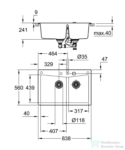 Grohe K700 KOMPOZIT MOSOGATÓTÁLCA gránit fekete 31657AP0