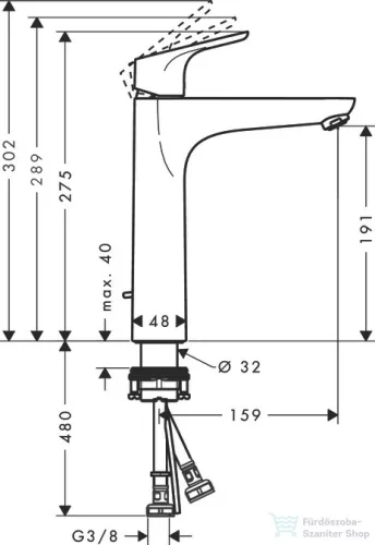 Hansgrohe FOCUS 190 magasított mosdócsaptelep 2 áramlási sebességgel,automata leeresztővel, króm 31658000