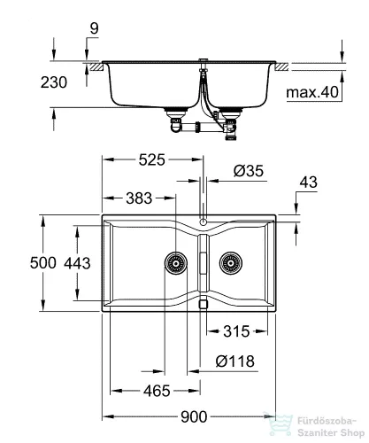 Grohe K700 KOMPOZIT MOSOGATÓTÁLCA gránit fekete 31658AP0