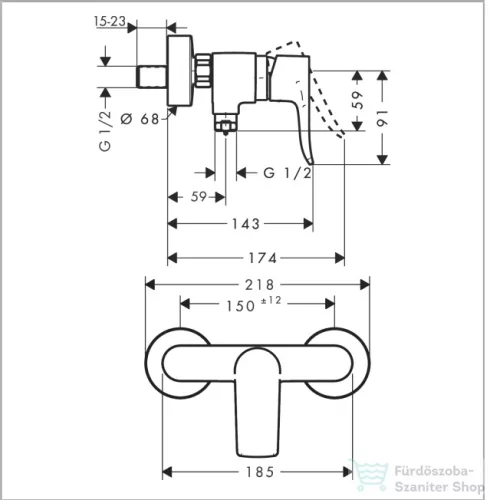Hansgrohe METRIS egykaros zuhanycsaptelep, króm 31680