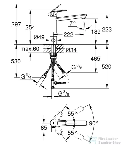 Grohe BAULOOP EGYKAROS MOSOGATÓCSAP 1/2?  króm 31713000