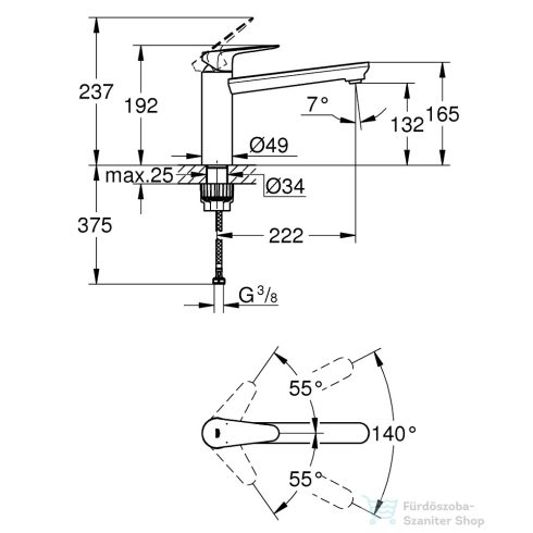 Grohe BAUCURVE EGYKAROS MOSOGATÓCSAP 1/2?  króm 31715000