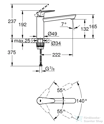 Grohe BAUCURVE EGYKAROS MOSOGATÓCSAP 1/2?  króm 31715000