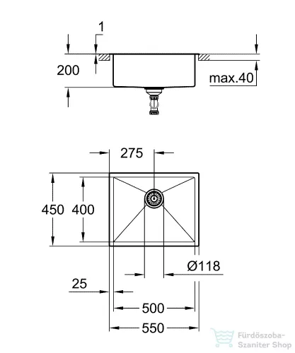 Grohe K700 ROZSDAMENTES ACÉL MOSOGATÓTÁLCA rozsdamentes acél 31726SD0