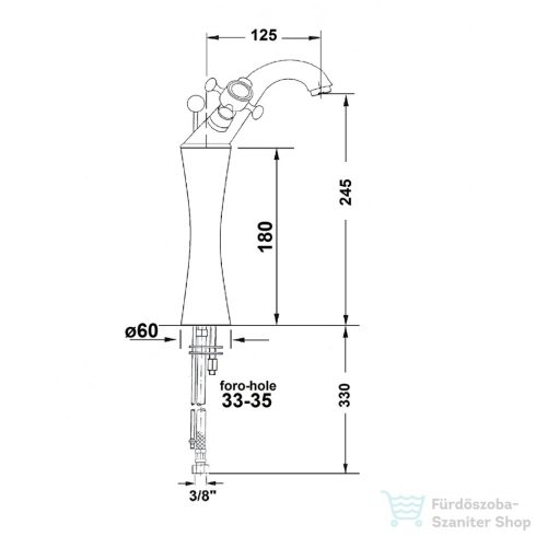 Sapho REITANO ANTEA magasított mosdócsaptelep, automata leeresztővel króm/arany 3172L