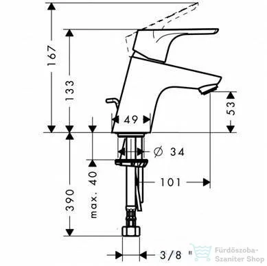 Hansgrohe FOCUS 70 egykaros mosdó csaptelep, automata leeresztővel, króm 31730000