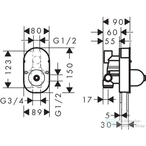 Hansgrohe Alaptest falsík alatti egykaros kádcsaptelephez 31741180