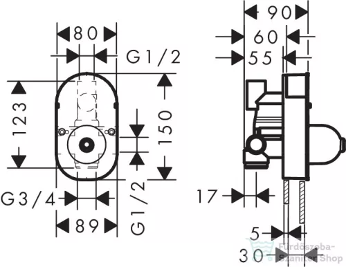 Hansgrohe Alaptest falsík alatti egykaros kádcsaptelephez 31741180