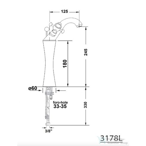 Sapho REITANO ANTEA magasított mosdócsaptelep, automata leeresztővel nikkel 3178L