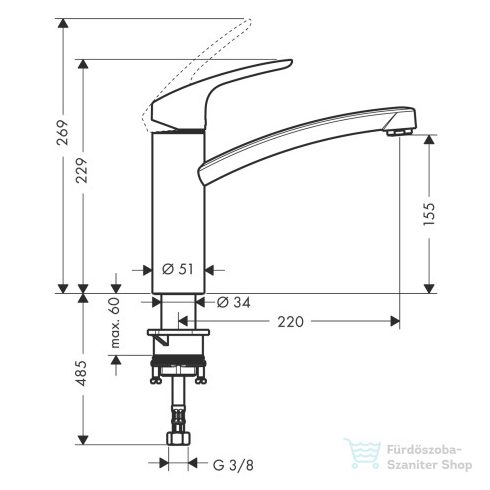 Hansgrohe Focus egykaros konyhai csaptelep 31806