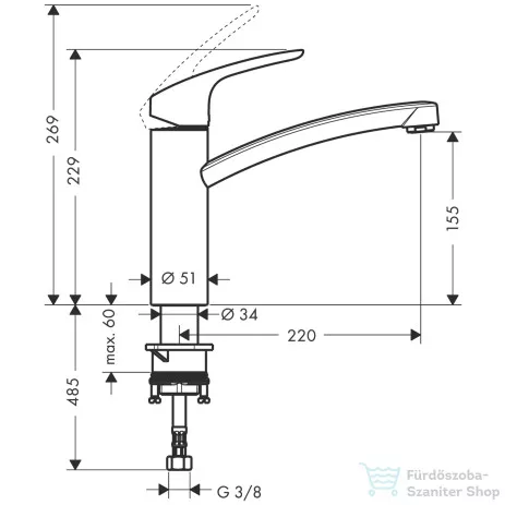 Hansgrohe Focus egykaros konyhai csaptelep 31806000