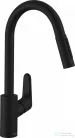 Hansgrohe Focus M41 mosogató csaptelep kihúzható zuhanyfejjel, matt fekete 31815670
