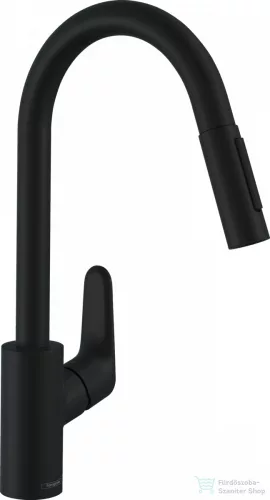 Hansgrohe Focus M41 mosogató csaptelep kihúzható zuhanyfejjel, matt fekete 31815670