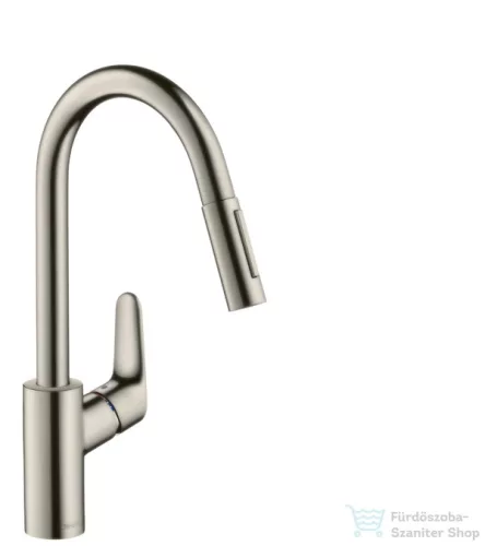 Hansgrohe HG Focus konyhai csaptelep, kihúzható zuhanyfejjel, rozsdamentes acél hatású 31815800