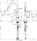 Hansgrohe HG Focus konyhai csaptelep, kihúzható zuhanyfejjel, rozsdamentes acél hatású 31815800