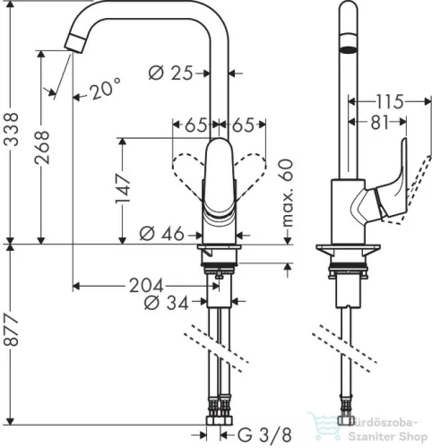 Hansgrohe FOCUS M41 260 mosogató csaptelep, matt fekete 31820670