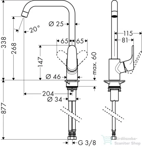 Hansgrohe HG Focus konyhai csaptelep elforgatható kifolyóval rozsdamentes acél hatású 31820800