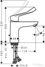 Hansgrohe FOCUS CARE egykaros mosdó csaptelep 100, automata leeresztővel, extra hosszú fogantyúval, króm 31911000