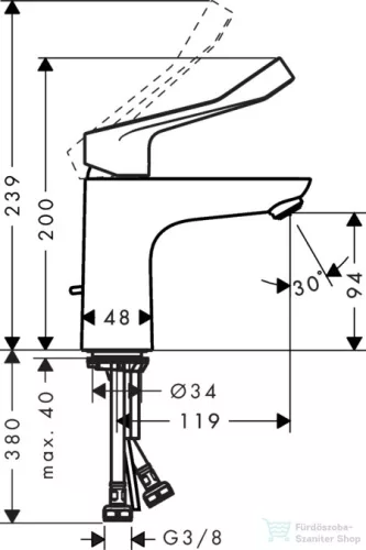 Hansgrohe FOCUS CARE egykaros mosdó csaptelep 100, automata leeresztővel, extra hosszú fogantyúval, króm 31911000