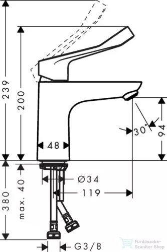 Hansgrohe FOCUS CARE egykaros mosdó csaptelep 100 leeresztő nélkül, extra hosszú fogantyúval, króm 31915000