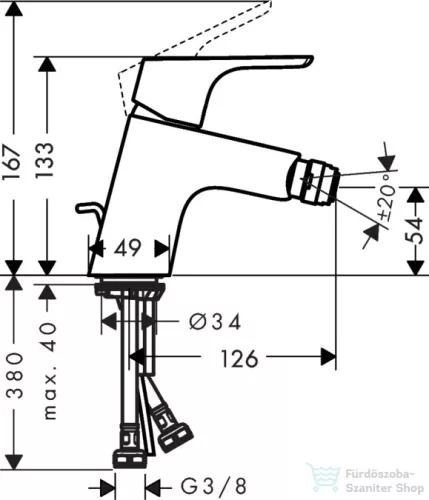 Hansgrohe Focus E2 egykaros bidécsaptelep DN15, króm  31920000