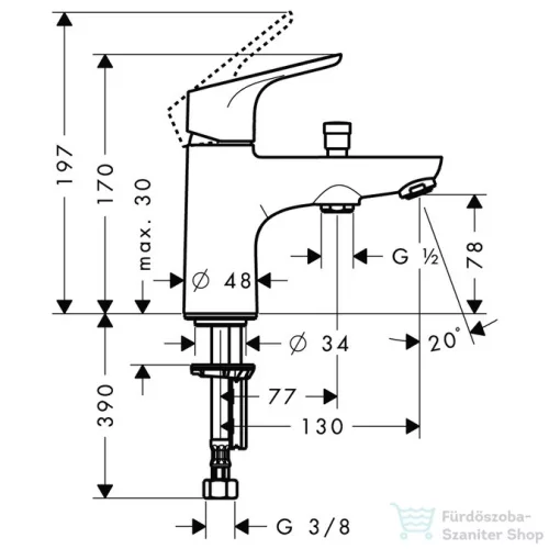 Hansgrohe FOCUS E2 MONOTROU egykaros kád /zuhanycsaptelep, króm 31930000