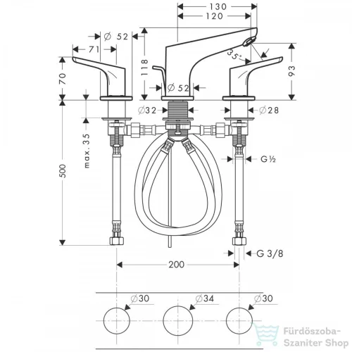 Hansgrohe FOCUS 3 üléses mosdó csaptelep, automata leeresztővel , króm 31937000