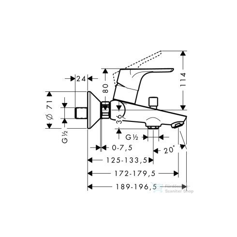 Hansgrohe FOCUS egykaros kádcsaptelep, króm 31940