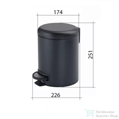 Sapho POTTY szemetes, Soft Close, 3l, gun metal (320981)
