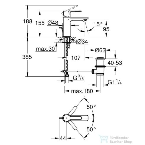 Grohe LINEARE XS mosdó csaptelep automata leeresztővel,Supersteel 32109DC1