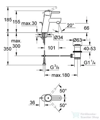 Grohe CONCETTO mosdó csaptelep, automata leeresztővel, króm 32204001