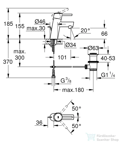 Grohe CONCETTO S mosdó csaptelep automata leeresztővel,króm 3220410E