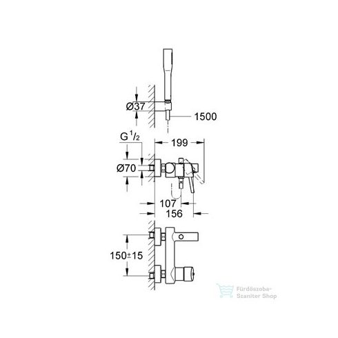 Grohe CONCETTO kádcsaptelep, zuhanyszettel, króm 32212001
