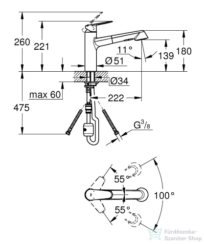 Grohe EURODISC COSMOPOLITAN EGYKAROS MOSOGATÓCSAP 1/2? króm 32257002