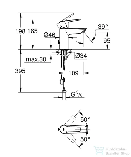Grohe QuickFix START S láncos mosdó csaptelep, króm 32277002