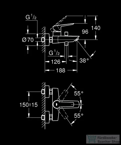 Grohe QuickFix Start egykaros kádcsaptelep 1/2″, króm 32278002
