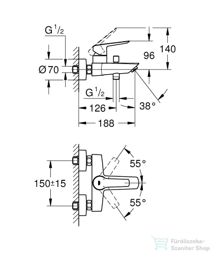 Grohe START kádtöltő csaptelep zuhanyszett nélkül,matt fekete 322782432