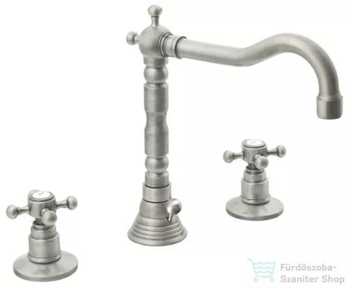 Sapho REITANO ANTEA 3 részes mosdócsaptelep, retró kifolyóval, automata leeresztővel nikkel 3228