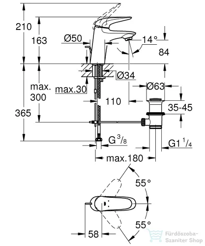 Grohe Wave S mosdó csaptelep automata leeresztővel,Króm 32284001