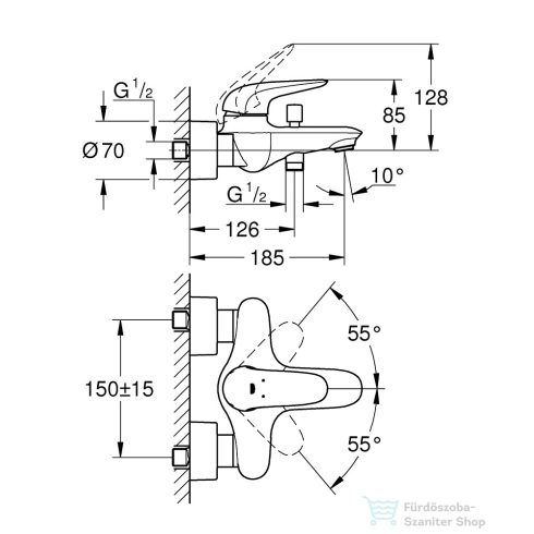 Grohe Wave egykaros kádcsaptelep, króm 32286001