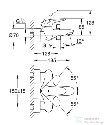 Grohe Wave egykaros kádcsaptelep, króm 32286001