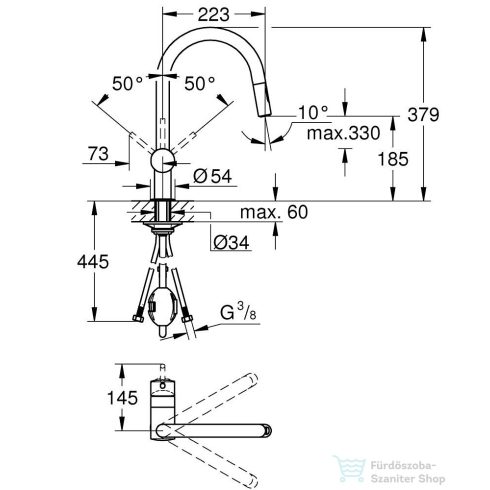 Grohe MINTA kihúzható fejes mosogató csaptelep,Brushed Cool Sunrise 32321GN2