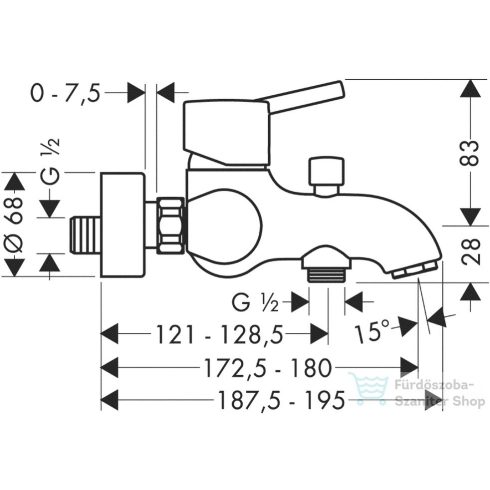 Hansgrohe TALIS S egykaros kádcsaptelep, DN15 falsíkon kívüli szereléshez, króm 32420000