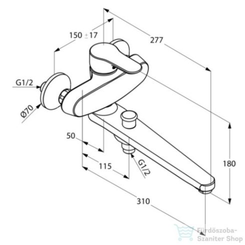 Kludi OBJEKTA egykaros kádtöltő- és zuhanycsap, króm 324910575