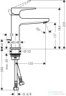 Hansgrohe METROPOL egykaros mosdó csaptelep normál fogantyú 110, automata leeresztővel, króm 32506000